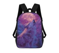 sinyumoney Wolf Howling at Full Moon Poster Sacs À Dos Tendance Imprimés En 3D 17inch Sac D'école Décontracté Pour Enfants, Garçons, Élèves Du Primaire Et Du Collège