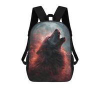 sinyumoney Wolf Howling at Full Moon Sac À Dos Enfant, Sac D'école, Sac À Dos Imprimé 3D Avec Motif De Dessin Animé, Grande Capacité, Pour Garçons Et Filles 17inch