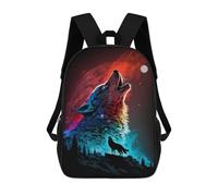 sinyumoney Wolf Howling at Moon -2 Sacs À Dos Imprimés En 3D Pour Enfants, Sacs D'école Tendance Pour Garçons, Sacs De Voyage, Sacs Scolaires Pour Élèves Du Primaire 17inch