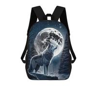 sinyumoney Wolf Howling at Moon -4 Sac À Dos Scolaire Pour Enfants, Sac À Dos De Voyage Décontracté, Grand Sac À Dos Pour Garçons Et Filles 17inch