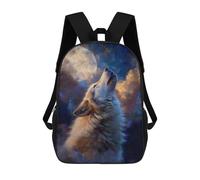 sinyumoney Wolf Howling at The Moon Painting Sacs À Dos Décontractés Pour Enfants, Sacs D'école Pour Adolescents, Filles Et Garçons, Sacs À Dos Pour Livres 17inch