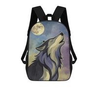 sinyumoney Wolf Howling at The Moon Sac À Dos Avec Poche, Sacs À Dos Imprimés En 3D, Sacs De Voyage, Sacs À Livres, Sacs D'école Pour Enfants 17inch