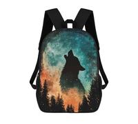 sinyumoney Wolf Howling at The Moon Sac À Dos Scolaire Pour Filles Et Garçons, Grand Sac À Dos Léger Pour Enfants Et Étudiants 17inch