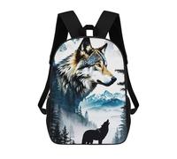 sinyumoney Wolf Howling Moon Landscape Sac À Dos Scolaire Pour Filles Et Garçons, Grande Capacité, Léger, Pour Enfants Et Étudiants 17inch