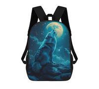 sinyumoney Wolf Howling Sac À Dos Scolaire Enfant Tendance Et Décontracté, Sac À Dos Imprimé En 3D Pour Garçon, Grand Sac À Dos 17inch