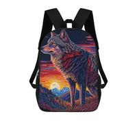 sinyumoney Wolf in A Colorful Sunset Sacs À Dos Scolaires Pour Garçons Et Filles, Sacs À Dos Décontractés Pour Le Sport, Sacs À Dos De Grande Capacité Pour L'école Primaire 17inch