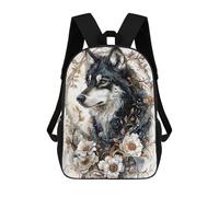 sinyumoney Wolf in Bloom Sacs À Dos Pour Enfants, Sac À Dos Scolaire, Sac À Dos Imprimé En 3D Pour Enfants, Sac À Dos De Voyage, Sac À Livres, Sac D'école Pour Enfants 17inch