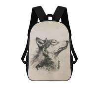 sinyumoney Wolf in Charcoal Art Sac À Dos Enfant Tendance Et Amusant, Sac À Dos Pour Garçons Et Adolescents, Sac D'école Imprimé En 3D Pour Garçons 17inch