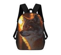 sinyumoney Wolf in Golden Light Sacs À Dos Imprimés En 3D Pour Enfants 17inch Sacs À Dos Tendance Et Décontractés Pour La Journée, Sacs De Voyage, Sacs À Dos D'extérieur Pour Garçons Et Filles