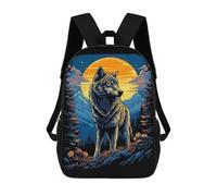 sinyumoney Wolf in Mountain Landscape Illustration Sac À Dos Scolaire Pour Adolescents, Imprimé En 3D, Ajustable, À Poches Tendance, Pour Enfants, Garçons, Filles, Étudiants Et Adolescents 17inch