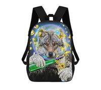sinyumoney Wolf in Space Sipping Beverage Sac À Dos Scolaire Pour Enfants, Sac À Dos De Voyage Décontracté, Grand Sac À Dos Pour Garçons Et Filles 17inch