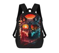 sinyumoney Wolf in Sunglasses Art Print Sac À Dos Scolaire Imprimé En 3D Pour Garçons Et Filles, Sac À Dos Pour Ordinateur Portable Pour Enfants/étudiants/adultes 17inch