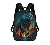 sinyumoney Wolf in The Forest 17inch Sac À Dos Scolaire Imprimé En 3D Pour Enfants, Style Décontracté Et Tendance, Idéal Pour Les Voyages Et Les Études.