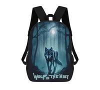 sinyumoney Wolf in The Mist Sac À Dos Scolaire Imprimé En 3D, Sac À Dos Décontracté Pour Enfants, Sac D'école Imprimé En 3D Pour Garçons, Primaire Et Collège 17inch