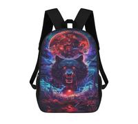 sinyumoney Wolf Moon Fantasy Artwork Sacs À Dos Pour Enfants, Sac À Dos Scolaire Imprimé En 3D Pour Enfants, Sac À Dos De Voyage, Sac À Livres Pour Enfants 17inch Sac D'école