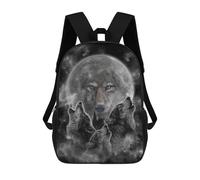 sinyumoney Wolf Moon Night Art Print Sac À Dos Scolaire Enfant Tendance Et Décontracté, Sac À Dos Imprimé En 3D Pour Garçon, Grand Sac À Dos 17inch