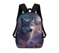 sinyumoney Wolf Moon Night Scene Sac À Dos Scolaire Pour Enfants, Grand Sac À Dos 3D, Cadeau Pour Enfants 17inch