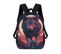 sinyumoney Wolf Moonlit Wilderness 17inch Sacs À Dos Scolaires Imprimés En 3D - Sacs À Dos Tendance Pour Garçons Du Primaire Et Du Collège