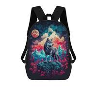 sinyumoney Wolf On Full Mooo Sac À Dos Enfant Tendance Et Amusant, Sac À Dos Pour Garçons Et Adolescents, Sac D'école Imprimé En 3D Pour Garçons 17inch