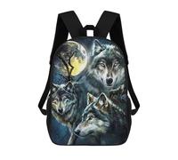 sinyumoney Wolf Pack Moon Night Sac À Dos Enfant Tendance Et Amusant, Sac À Dos Pour Garçons Et Adolescents, Sac D'école Imprimé En 3D Pour Garçons 17inch