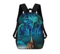 sinyumoney Wolf Pack Moonlit Night-1 Sac À Dos Scolaire Imprimé En 3D, Sac À Dos Décontracté Pour Enfants, Sac D'école Imprimé En 3D Pour Garçons, Primaire Et Collège 17inch