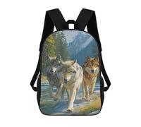sinyumoney Wolf Pack Wilderness Scene Sac À Dos Scolaire Pour Enfants 17 Pouces, Sac À Dos Décontracté Pour Les Voyages, Grand Sac À Dos De Jour Pour Garçons Et Filles 17inch