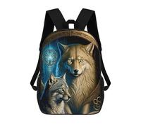 sinyumoney Wolf Pair in Mystic Frame Sac À Dos Scolaire Pour Enfants, Imprimé En 3D, Tendance Et Décontracté, Pour Garçons, Élèves Du Primaire Et Du Collège 17inch