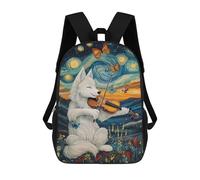 sinyumoney Wolf Playing Violin Sac À Dos Scolaire Pour Enfants, Grand Sac À Dos 3D, Cadeau Pour Enfants 17inch