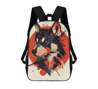 sinyumoney Wolf Portrait in Red Sac À Dos Enfant Fille 3D, Sac D'école, Sac À Dos Pour Tout-petits, Sac À Dos Décontracté, Sac À Livres Tendance 17inch