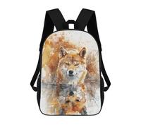 sinyumoney Wolf Reflection Watercolor Sac À Dos Scolaire Imprimé En 3D Pour Enfants, Sac À Dos Garçon/fille, Sac De Voyage Pour Enfants 17inch