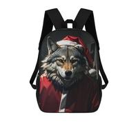 sinyumoney Wolf Santa Funny Sac À Dos Scolaire Pour Enfants, 43 Cm (17 Pouces), Imprimé En 3D, Pour Garçons, Élèves Du Primaire Et Du Collège