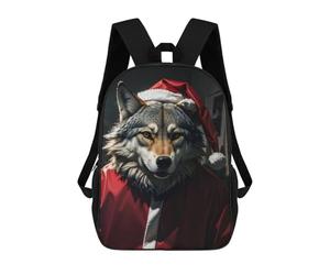 sinyumoney Wolf Santa Funny Sac À Dos Scolaire Pour Enfants, 43 Cm (17 Pouces), Imprimé En 3D, Pour Garçons, Élèves Du Primaire Et Du Collège