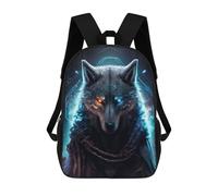 sinyumoney Wolf Spirit Artwork -3 Sac À Dos Scolaire Pour Enfants 17 Pouces, Sac À Dos Décontracté Pour Les Voyages, Grand Sac À Dos De Jour Pour Garçons Et Filles 17inch