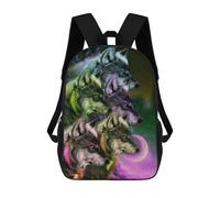sinyumoney Wolf Spirit Artwork Sac À Dos Scolaire Enfant Tendance Et Décontracté, Sac À Dos Imprimé En 3D Pour Garçon, Grand Sac À Dos 17inch