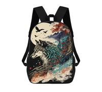 sinyumoney Wolf Spirit Moonlit Forest Sac À Dos Scolaire Imprimé En 3D Pour Enfants, Sac À Dos De Voyage, Sac Tendance Et Décontracté Pour Écoliers 17inch