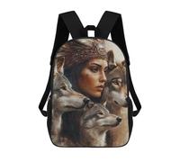 sinyumoney Wolf Spirit Warrior Woman -2 Sac À Dos Enfant, Sac D'école, Sac À Dos Imprimé 3D Avec Motif De Dessin Animé, Grande Capacité, Pour Garçons Et Filles 17inch