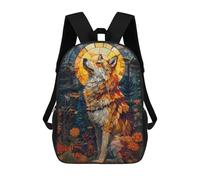 sinyumoney Wolf Stained Glass Art Sacs À Dos Pour Enfants, Sac À Dos Scolaire, Sac À Dos Imprimé En 3D Pour Enfants, Sac À Dos De Voyage, Sac À Livres, Sac D'école Pour Enfants 17inch