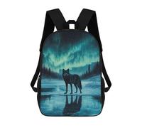sinyumoney Wolf Under Aurora Borealis Sacs À Dos Pour Enfants, Cartables Imprimés En 3D, Sacs À Dos Pour Élèves Du Primaire Et Du Collège (garçons Et Filles) 17inch