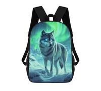 sinyumoney Wolf Under Aurora Borealis Sacs À Dos Pour Enfants, Sac D'école Imprimé En 3D, Cartable Pour Enfants, Sac De Voyage, Sac À Dos Garçon Fille, Sac D'école Pour Enfants 17inch