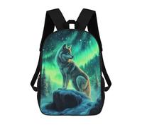 sinyumoney Wolf Under The Northern Lights Sac À Dos Scolaire Imprimé En 3D Pour Enfants, Sac À Dos Garçon/fille, Sac De Voyage Pour Enfants 17inch
