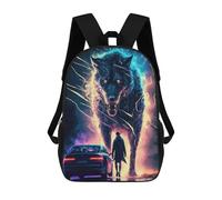 sinyumoney Wolf Vs. Man A Digital Artwork Sac À Dos Enfant, Sac D'école, Sac À Dos Imprimé 3D Avec Motif De Dessin Animé, Grande Capacité, Pour Garçons Et Filles 17inch