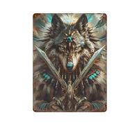 sinyumoney Wolf Warrior Art Print Plaque Murale Vintage En Métal, Affiche, Poster, Décoration Pour Café, Pubs, Clubs, Salon, Bars, Cuisine, Balcon15.7 x11.8