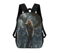 sinyumoney Wolf Warrior in Enchanted Forest Sacs À Dos Imprimés En 3D Pour Enfants, Sacs D'école Tendance Pour Garçons, Élèves Du Primaire Et Du Collège 17inch