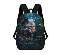 sinyumoney Wolf with Blue Eyes Floral Sacs À Dos Décontractés Pour Enfants, Sacs D'école Pour Adolescents, Filles Et Garçons, Sacs À Dos Pour Livres 17inch