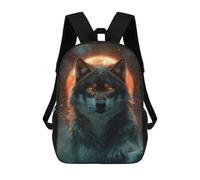 sinyumoney Wolf with Glowing Eyes And Moon Sac À Dos Léger Et Décontracté Pour La Journée, Idéal Pour L'école, Pour Adolescents, Filles, Garçons, Femmes Et Hommes 17inch