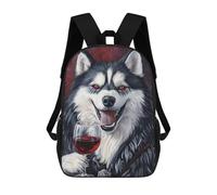 sinyumoney Wolf with Red Wine Glass Sacs À Dos Scolaires Pour Garçons Et Filles, Sacs À Dos Décontractés Pour Le Sport, Sacs À Dos De Grande Capacité Pour L'école Primaire 17inch