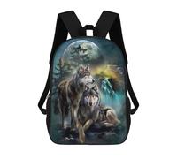 sinyumoney Wolves Under The Moonlit Sky Sac À Dos Pour Garçons Et Adolescents, Sacs À Dos Pour Filles, Sacs À Dos Pour Tout-petits, Sacs À Livres Pour L'école Primaire Et Le Collège 17inch