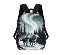 sinyumoney Wolves Winter Forest Landscape Sac À Dos Scolaire Pour Filles Et Garçons, Grande Capacité, Léger, Pour Enfants Et Étudiants 17inch