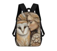 sinyumoney Woman And Owl in Feathers Sacs À Dos Pour Enfants, Sac À Dos Scolaire Imprimé En 3D Pour Enfants, Sac À Dos De Voyage, Sac À Livres Pour Enfants 17inch Sac D'école