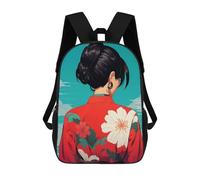sinyumoney Woman in Red Kimono Sac À Dos Scolaire Enfant Tendance Et Décontracté, Sac À Dos Imprimé En 3D Pour Garçon, Grand Sac À Dos 17inch